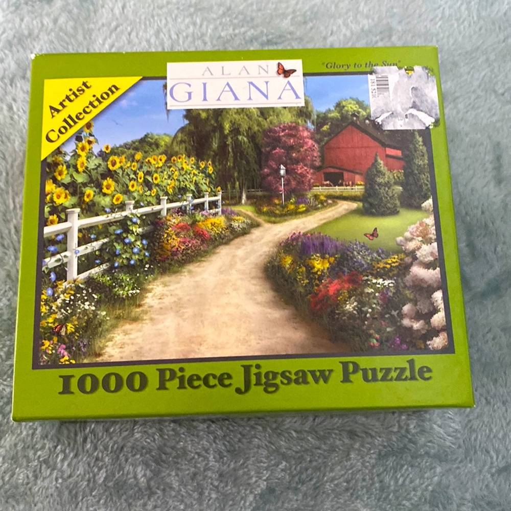 Alan Giana 1000 piece jigsaw puzzle “Glory to the Sun” pictures barn sunflowers